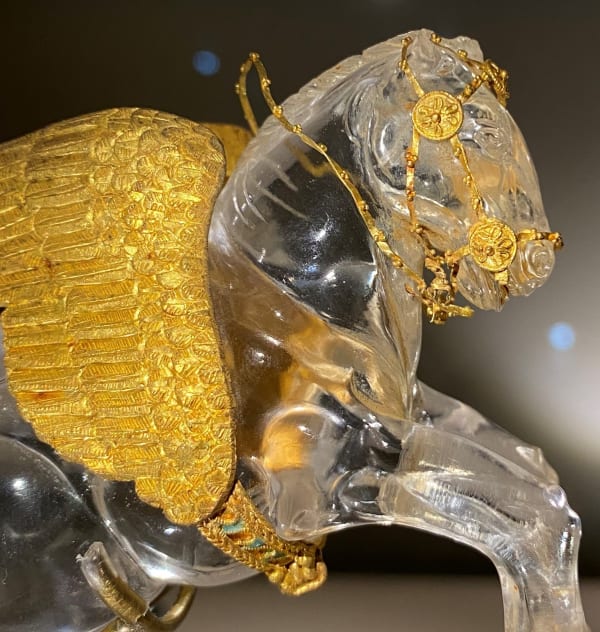 Gold and Rock Crystal Fibula Depicting a Hippocamp and a Dolphin, Black Sea region or Central Asia, 3rd century BC