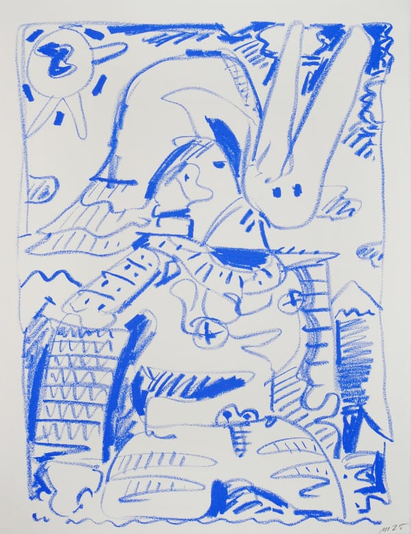 Samurai, Oil Pastel on Paper, 30x22", 2025