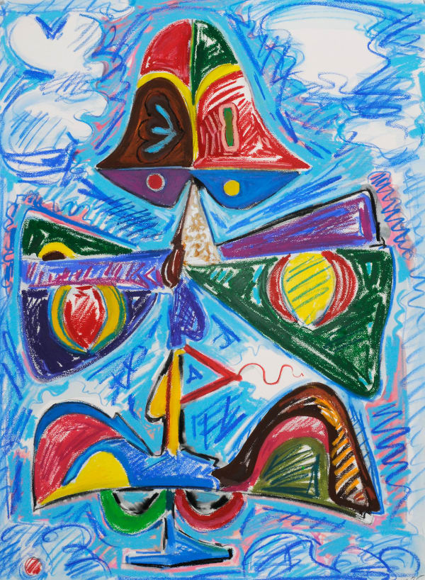 Lost Kite, Gouache, Crayon, and Pastel on Paper, 30x22", 2025