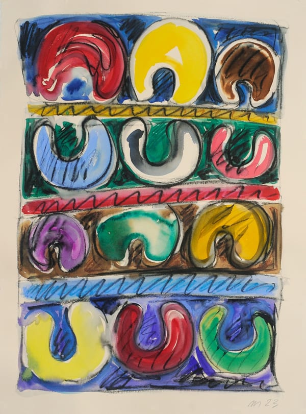 Untitled, Gouache and Watercolor Pencil on Paper, 30x22", 2023