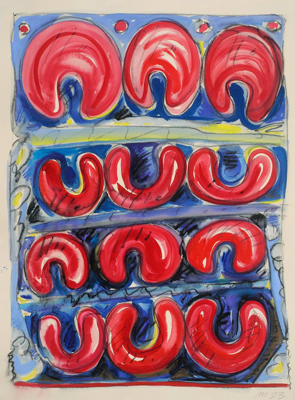 Untitled, Gouache and Watercolor Pencil on Paper, 30x22", 2023