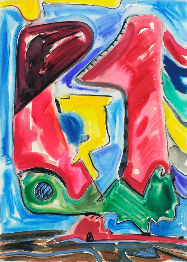 Untitled, Gouache and Pencil on Paper, 30x22", 2023