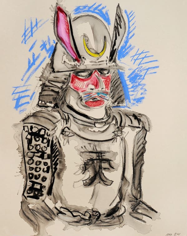 Samurai, Pastel on Paper, 27x21", 2024