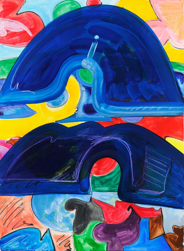 Samurai, Gouache and Crayon on Paper, 30x22", 2024