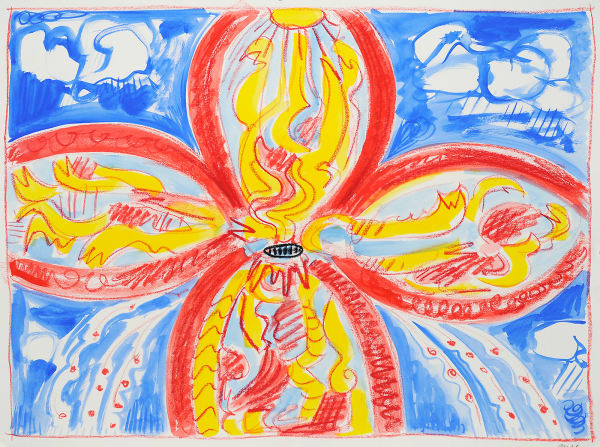 Volcanic Eruption, Gouache and Oil Pastel on Paper, 22x30", 2011