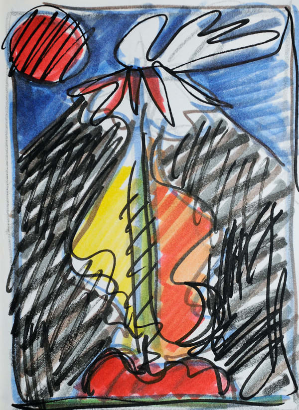 Volcanic Landscape, Sketchbook Page, Marker on Paper, 2023