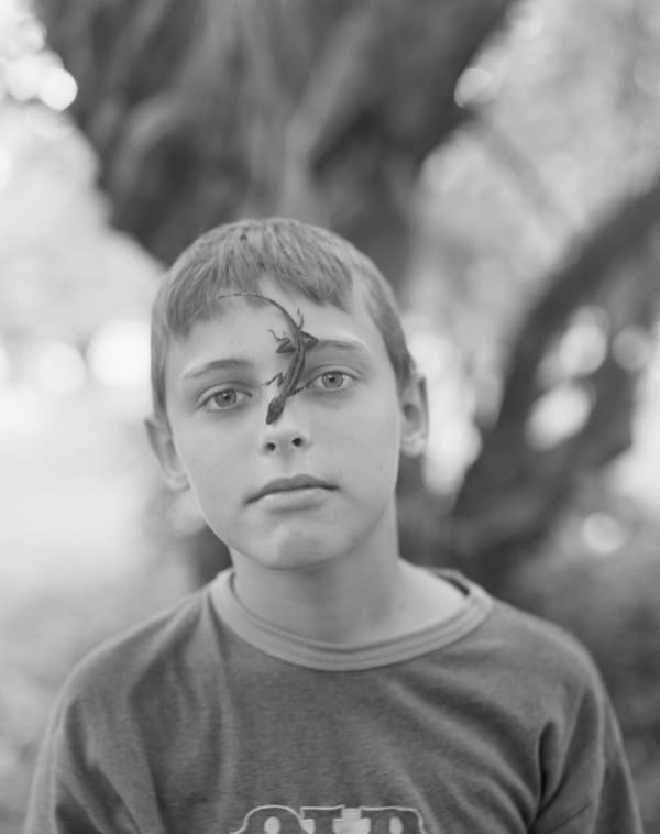 Jonathan with Pet Lizard, Brighton Farm, St. George, Barbados, 2006 Selenium Toned Silver Gelatin Print, 24x20" Archival Pigment Print on Moab Entrada Rag, 21x17" Edition of Three