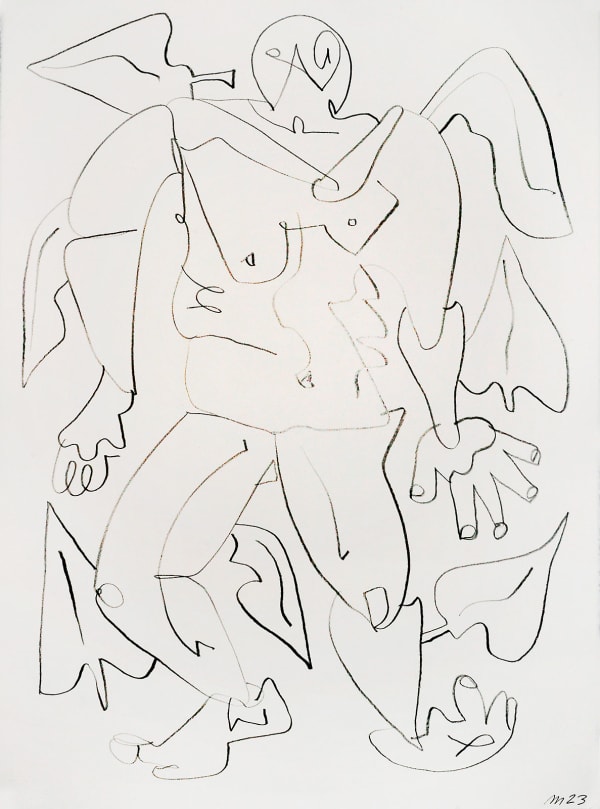 Morning Walk in the Garden, Graphite on Paper, 30x22" , 2024