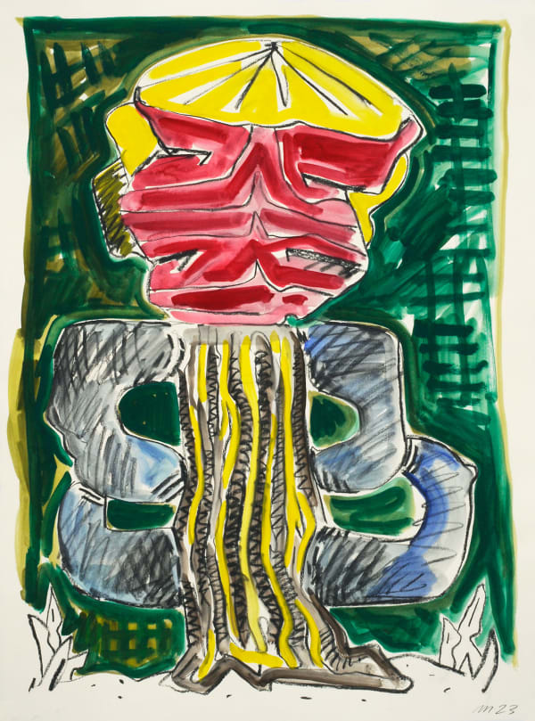 Artist's Conk, Mixed Media on Paper, 30x22", 2023