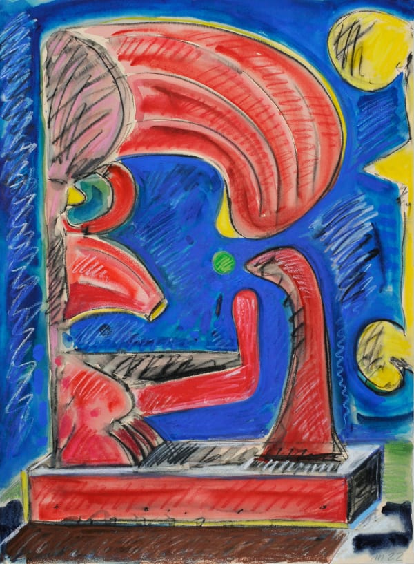 Pea Eater, Mixed Media on Paper, 30x22", 2022