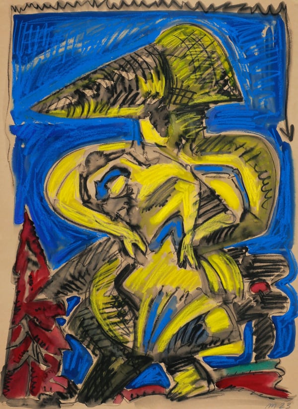 The Bee Keeper, Mixed Media on Paper, 30x22" , 2023