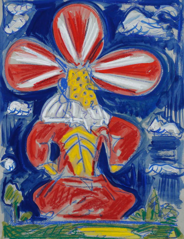 The King of Flowers, Gouache, Pencil, and Oil Pastel on Paper, 24x18", 2015
