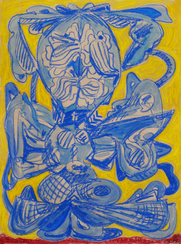 The Blue Ghost 2, Mixed Media on Paper, 24x18", 2014