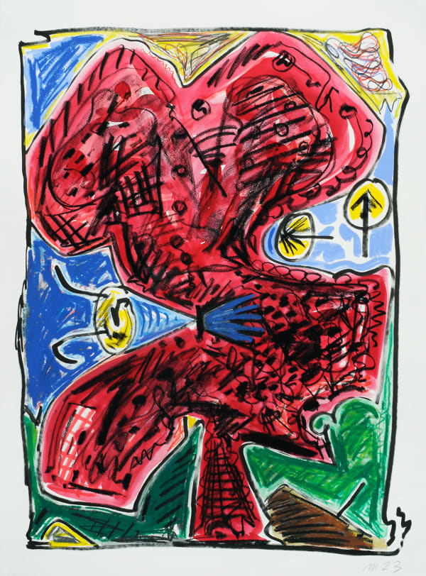 Agitated Pet, Mixed Media on Paper, 22x30", 2023