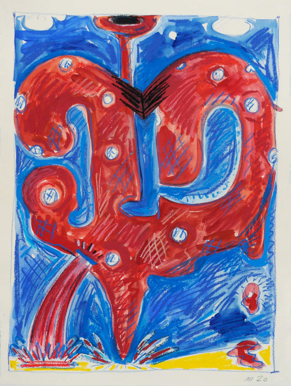 Bleeding Heart, Mixed Media on Paper, 30x22", 2020