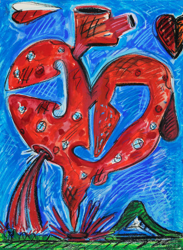 Bleeding Heart, Mixed Media on Paper, 30x22", 2020