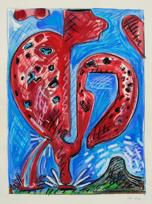 Bleeding Heart, Mixed Media on Paper, 30x22", 2020