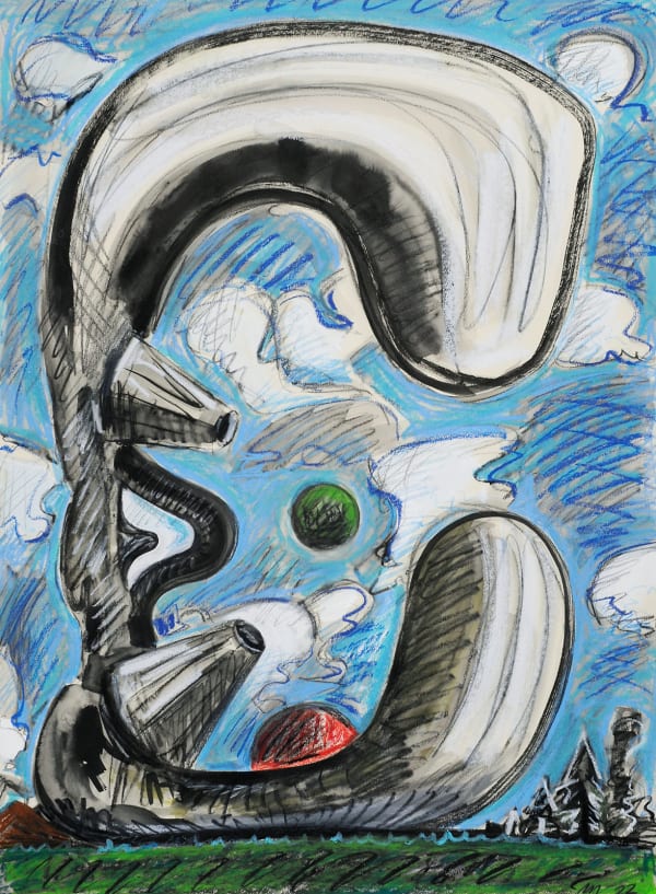 Study for Pea Eater Sculpture, Mixed Media on Paper, 30x22", 2022