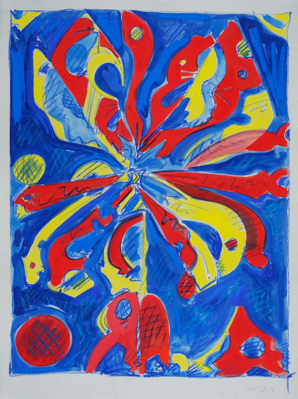 Flower, Mixed Media on Paper, 30x22", 2020