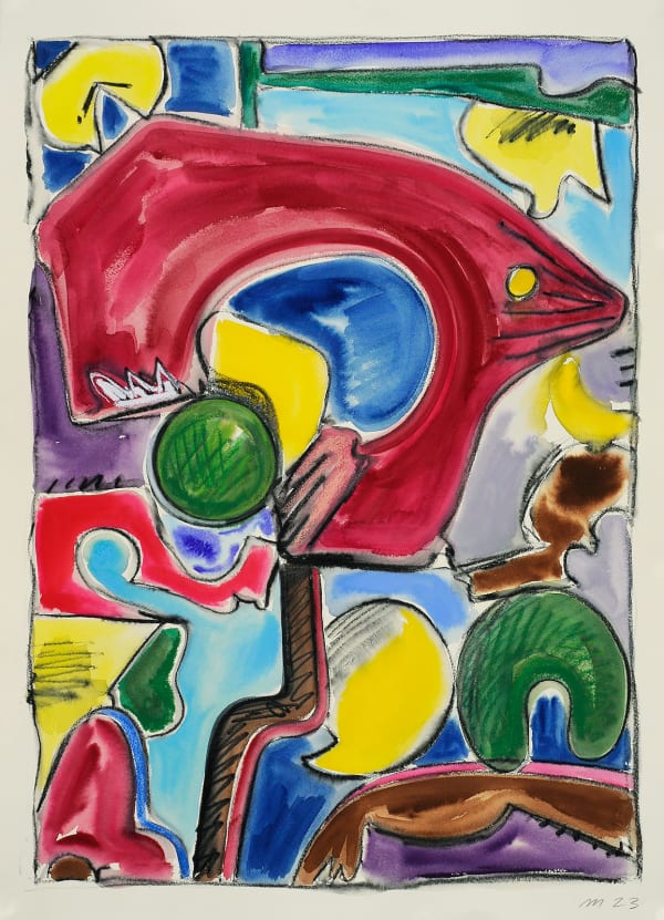 Pea Eater, Mixed Media on Paper, 30x22", 2023