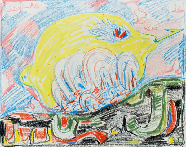 Spiked Lemon, Sketchbook Page, Crayon on Paper, 11x14", 2009