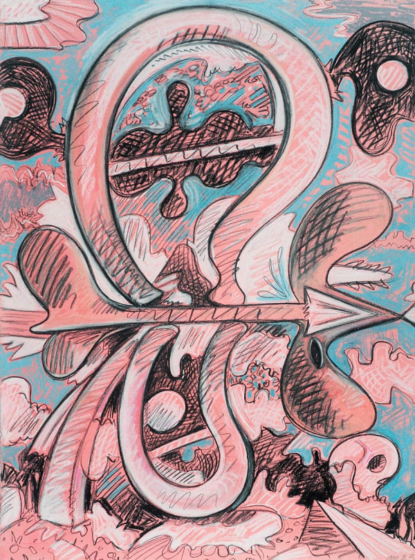 Arrow Through Flower, Gouache and Charcoal on Paper, 30x22", 2022