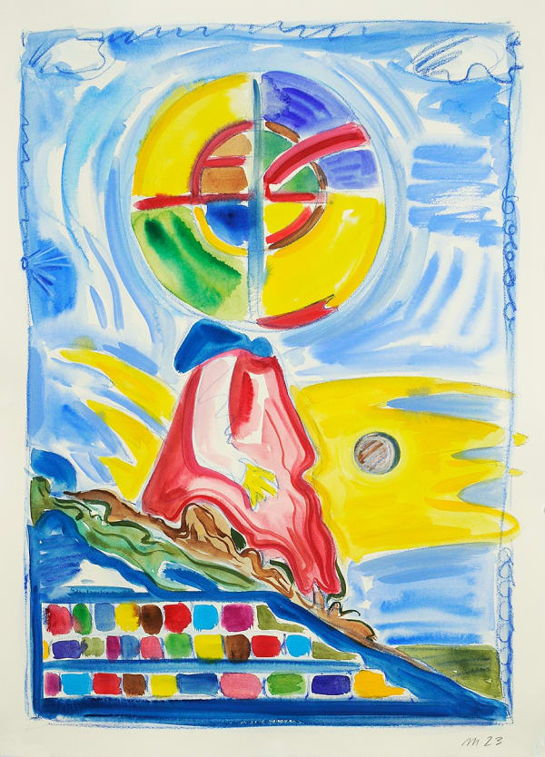 Time Traveler, Gouache and Pencil on Paper, 30x22", 2023