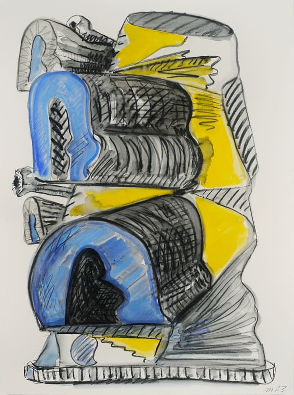Untitled, Pencil, Charcoal, Crayon, and Gouache on Paper, 30x22", 2023