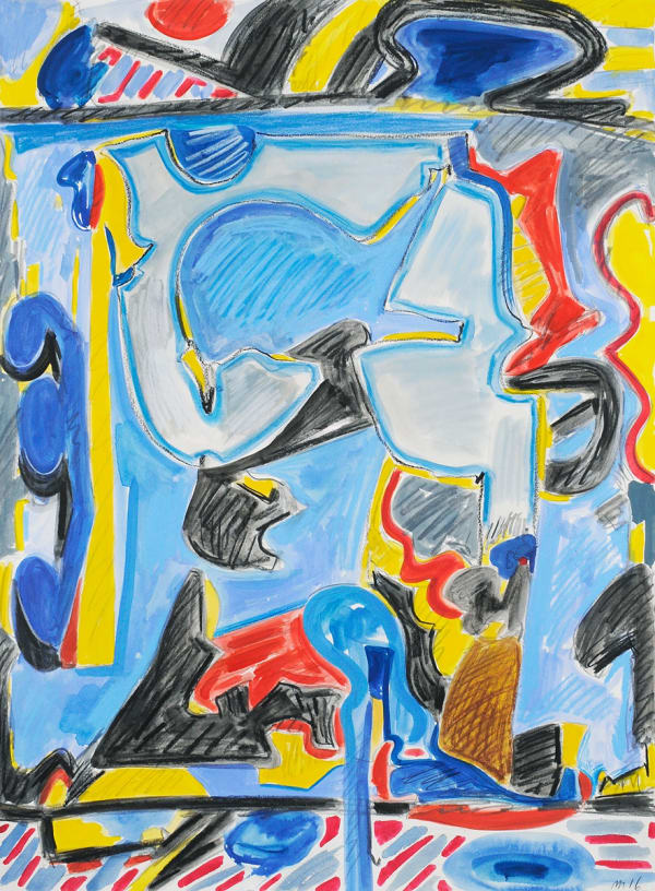 Untitled, Gouache and Oil Pastel on Paper, 30x22", 2016