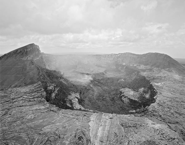 Aerial View of Perched Lava Lake, Pu'u O'o, Hawai'i, 2011 Selenium Toned Silver Gelatin Print, 16x20" Edition of Three