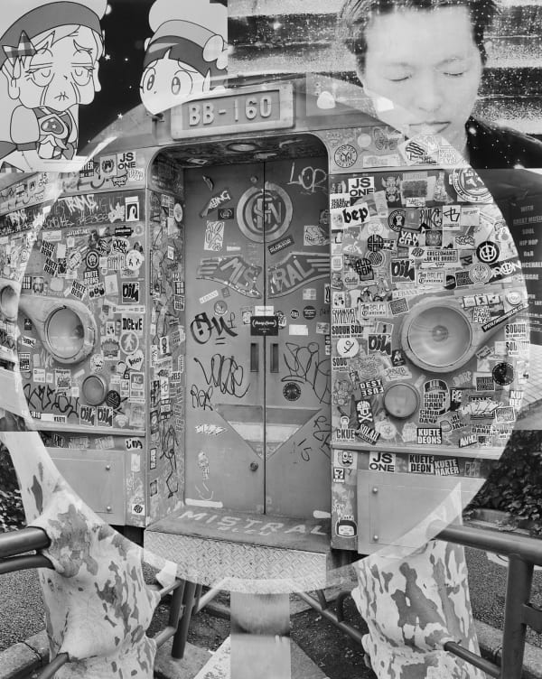 Mistral Bleu + Collage, Roppongi, Tokyo, Japan, 2016 Selenium Toned Silver Gelatin Print, 20x16" + 24x20" Edition of Three