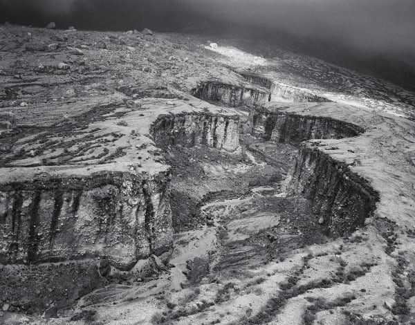 Aerial View of Gully along Southwest Side of Soufriere Hills Volcano, Montserrat, 2016 Selenium Toned Silver Gelatin Print 16x20" Edition of Three
