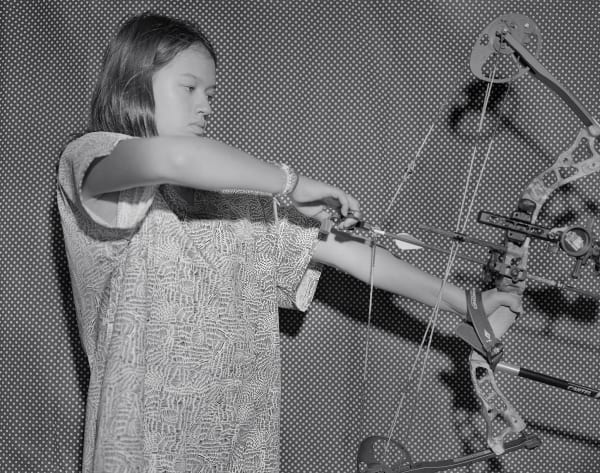 Mei with Her Bow, Wilton, Connecticut, 2023 Selenium Toned Silver Gelatin Print 16x20" Edition of Three