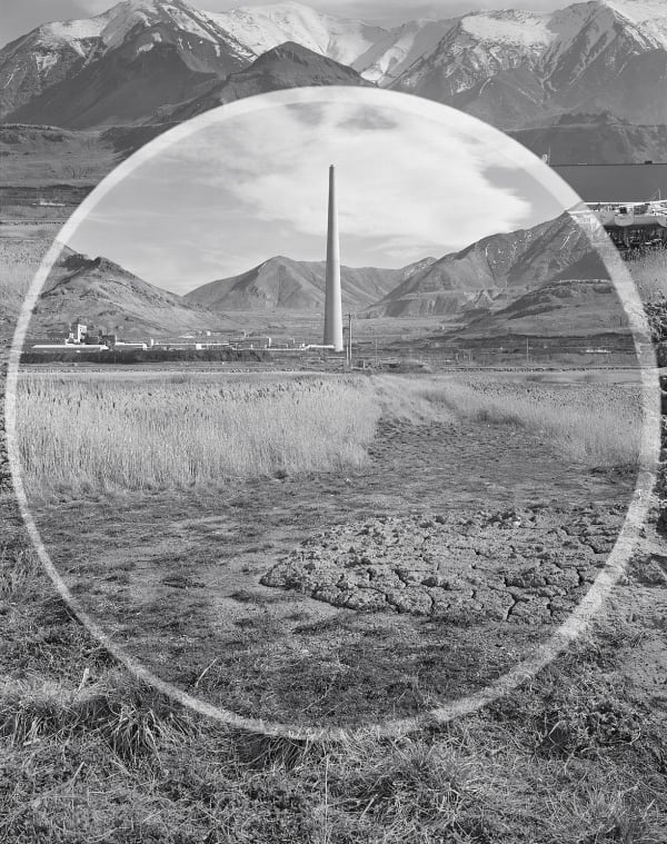 Kennecott Garfield Smelter Stack + Oquirrh Mountains, Salt Lake City, Utah, 2016 Selenium Toned Silver Gelatin Print 20x16" Edition of Three