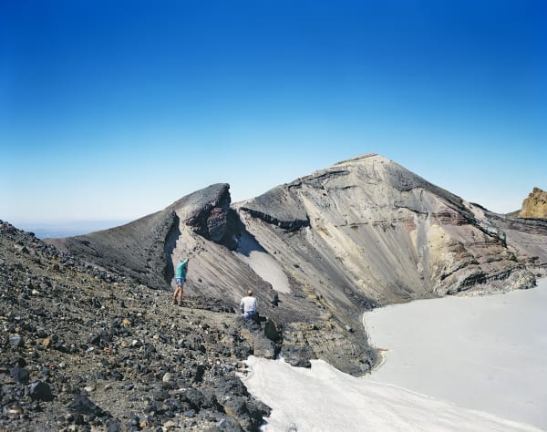 Austrian Hikers on Crater Lake Rim, Mt. Ruapehu, New Zealand, 1995 Archival Pigment Print on Moab Entrada Rag, Image Size, 8x10", Paper Size, 17x21" Edition of Three