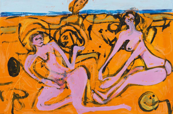 Carlos Barrios, Beach Games, 2018, Mixed media on paper, 56cm x 76cm, 76cm x 96cm (framed)