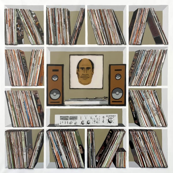 Tom Gerrard, The Soundtrack To My Life, 2023, synthetic polymer and spray paint on canvas, 152cm x 152cm