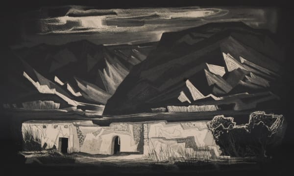 etching of New Mexico by Doel Reed