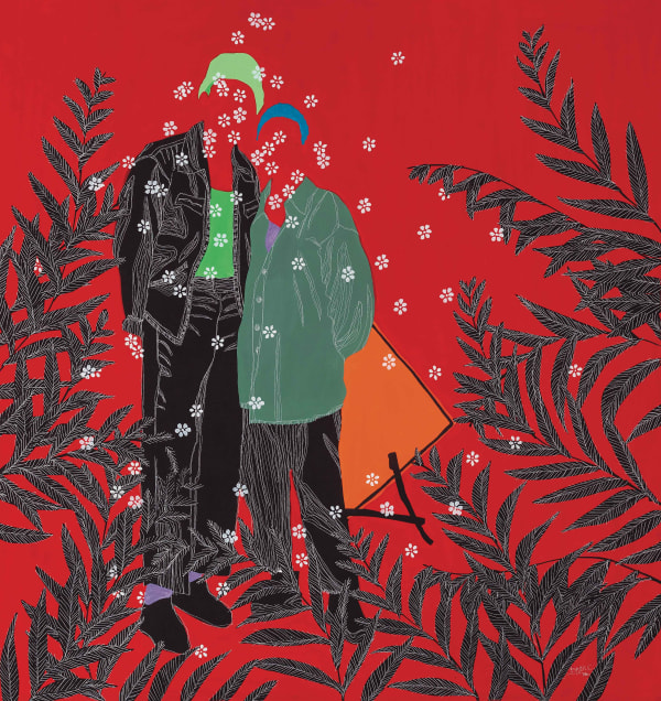 Moustapha Baidi Oumarou, Mon éternel, acrylique pigments et stylos sur toile, 140x130cm, 2023