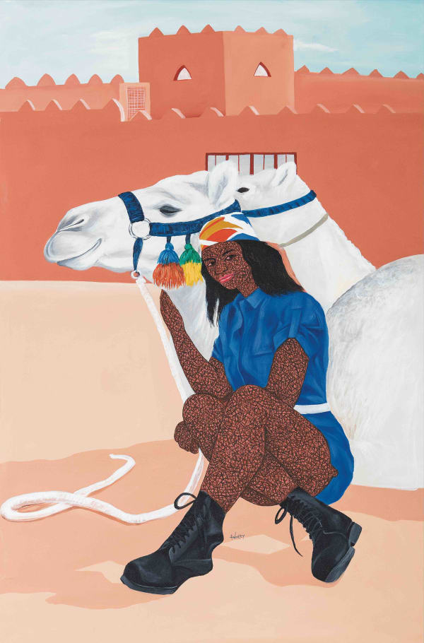 Hamid Nii Nortey, Sunnah of drinking water, Acrylique sur toile, 92 x 77 cm, 2023
