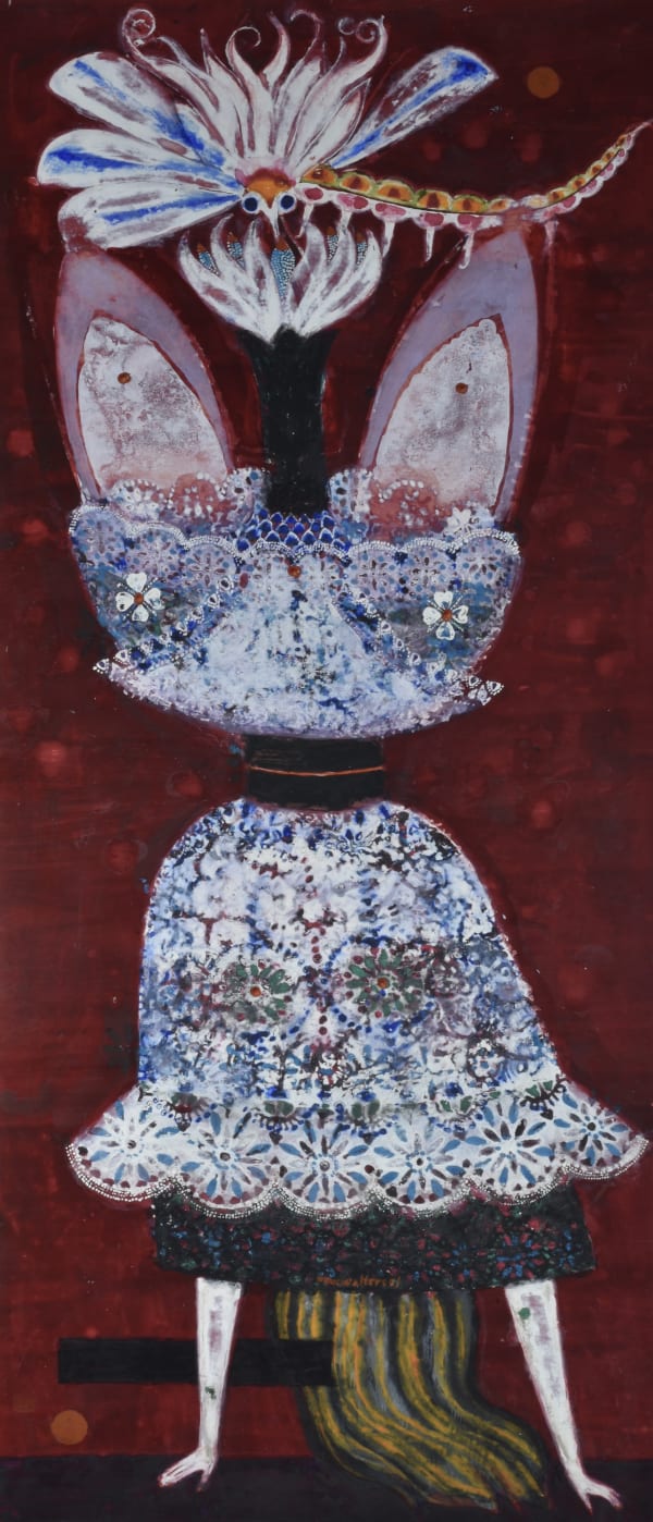 Medium size gouache on paper for sale by the Surrealist Swedish artist Max Walter Svanberg