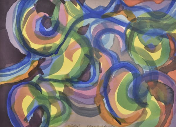 Original artwork for sale, gouache on paper by the female abstract expressionist Amaranth Ehrenhalt (1928-2021)