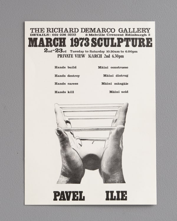 PAVEL ILIE ESTATE Archive privat view card, Pavel Ilie's exhibition at the RDG (The Richard Demarco Gallery), Edinburgh, 1973