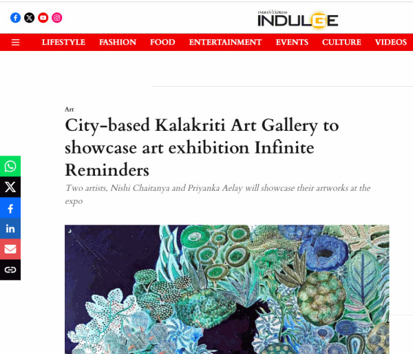 City-based Kalakriti Art Gallery to showcase art exhibition Infinite Reminders , In The Press, The New Indian Express (Hyderabad)