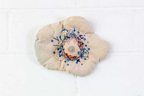 Sunny Side Up Blue Dots 2024 31X37X7Cm Acrylic Embroidery On Canvas Polyfillings