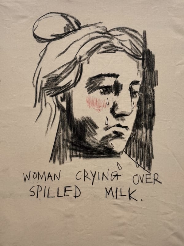Abi Birkinshaw, Woman crying over spilled milk II, 2025