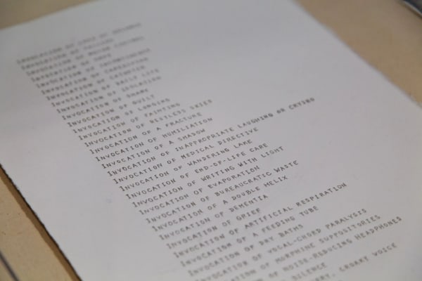 Patty Chang, List of Invocations, 2017. Courtesy of the artist.