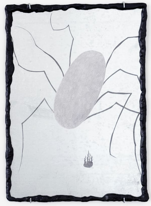 Wang Rui, Untitled, 2022, graphite, paper, resin, galvanized plate, acrylic plate, 39 x 55cm, Courtesy of BANK and the artist. 王芮，《无题》，2022，石墨，纸张，树脂，镀锌板，亚克力板， 39 x 55cm。图片归属BANK及艺术家。