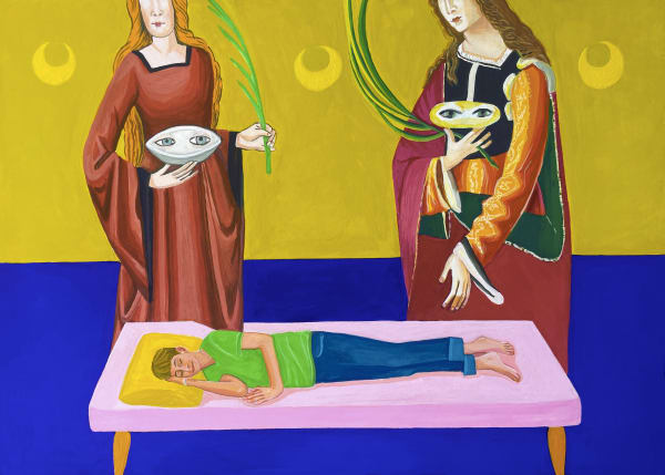 MC Mitout - Les plus belles heures, Les deux Lucie, Verceil, musée Francesco Borgogna, juillet 2024, Signé et daté au dos, Gouache sur papier, 21 x 29,7 cm