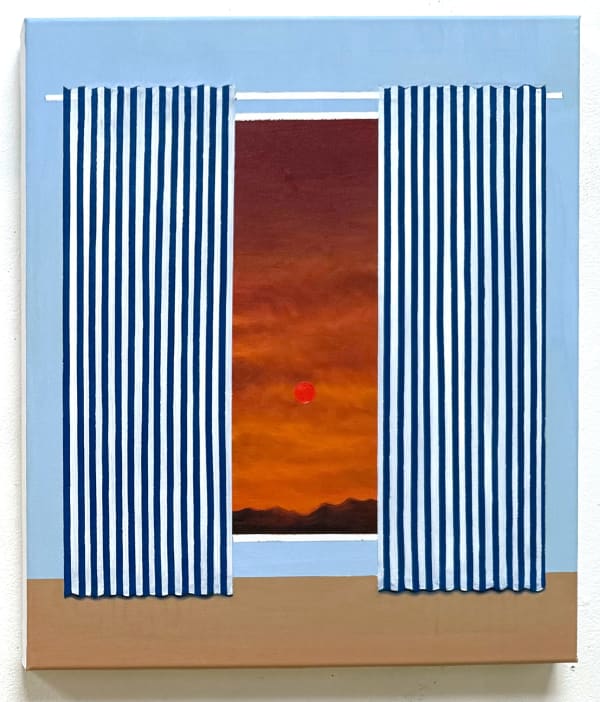 Coraline de Chiara, Entrevue d'été, 2025, oil on canvas, 46 x 55 cm